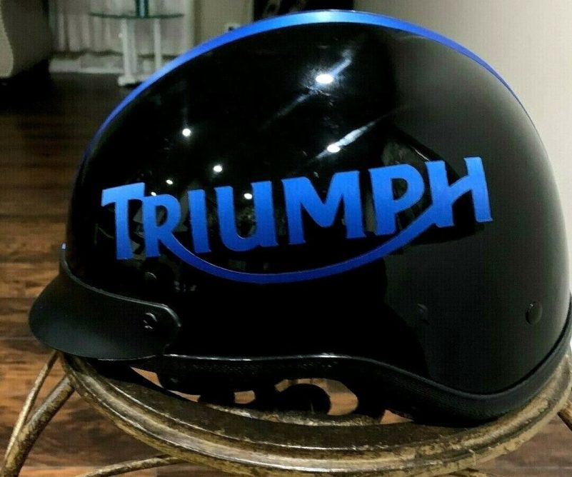 Triumph Motorcycle Brushed Blue & Blk DOT Cruiser Chopper Biker Logo Custom