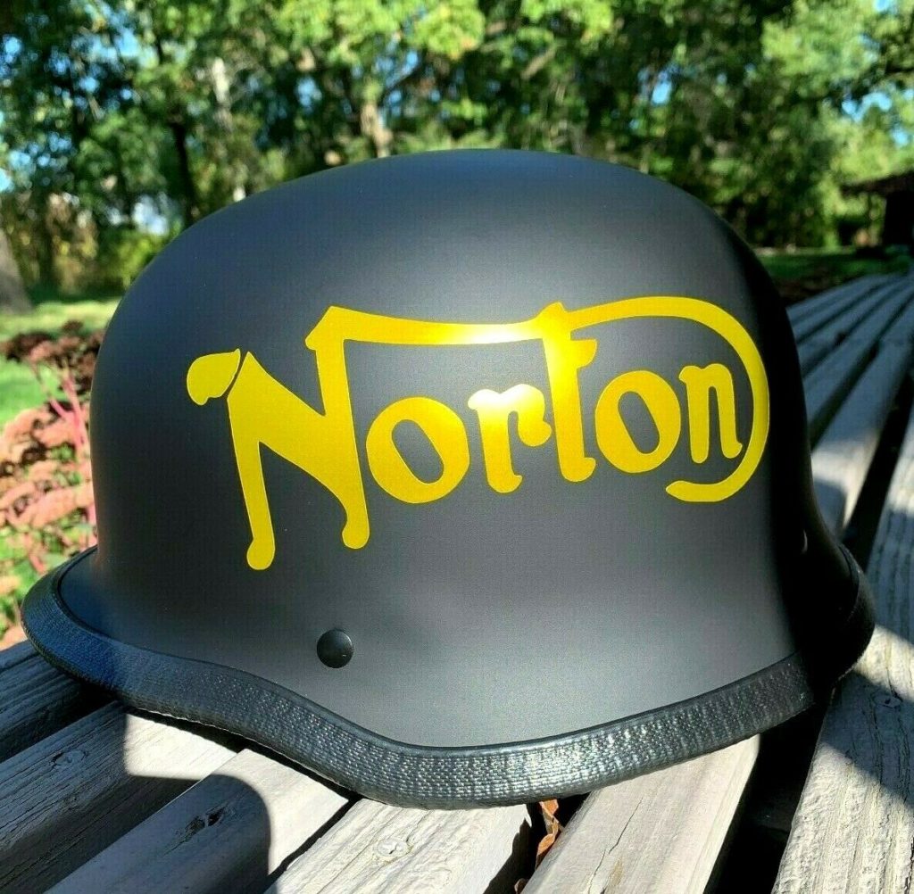 Norton German Motorcycle Half Helmet Matte Blk DOT Cruiser Chopper